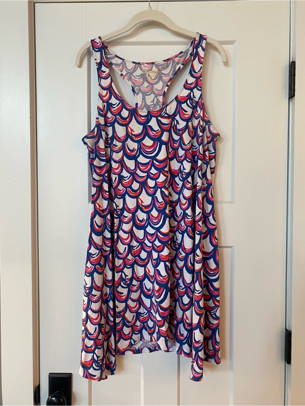 Lilly Sleeveless Swing Tank Dress in Navy, Red & White